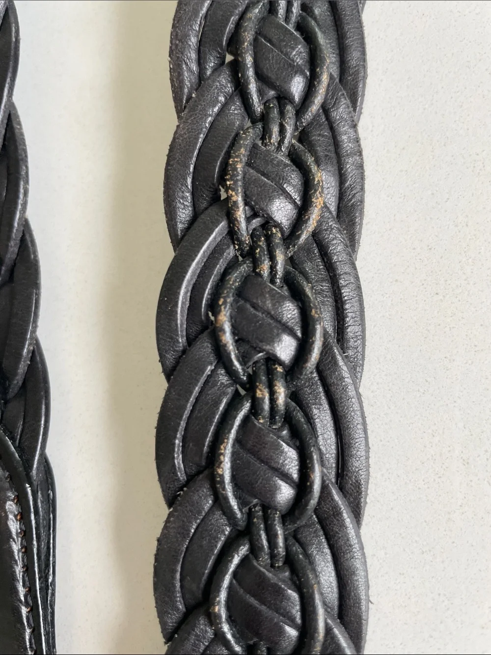 Vintage Brighton Black Braided Leather Belt Style 95703 Medium Western Boho